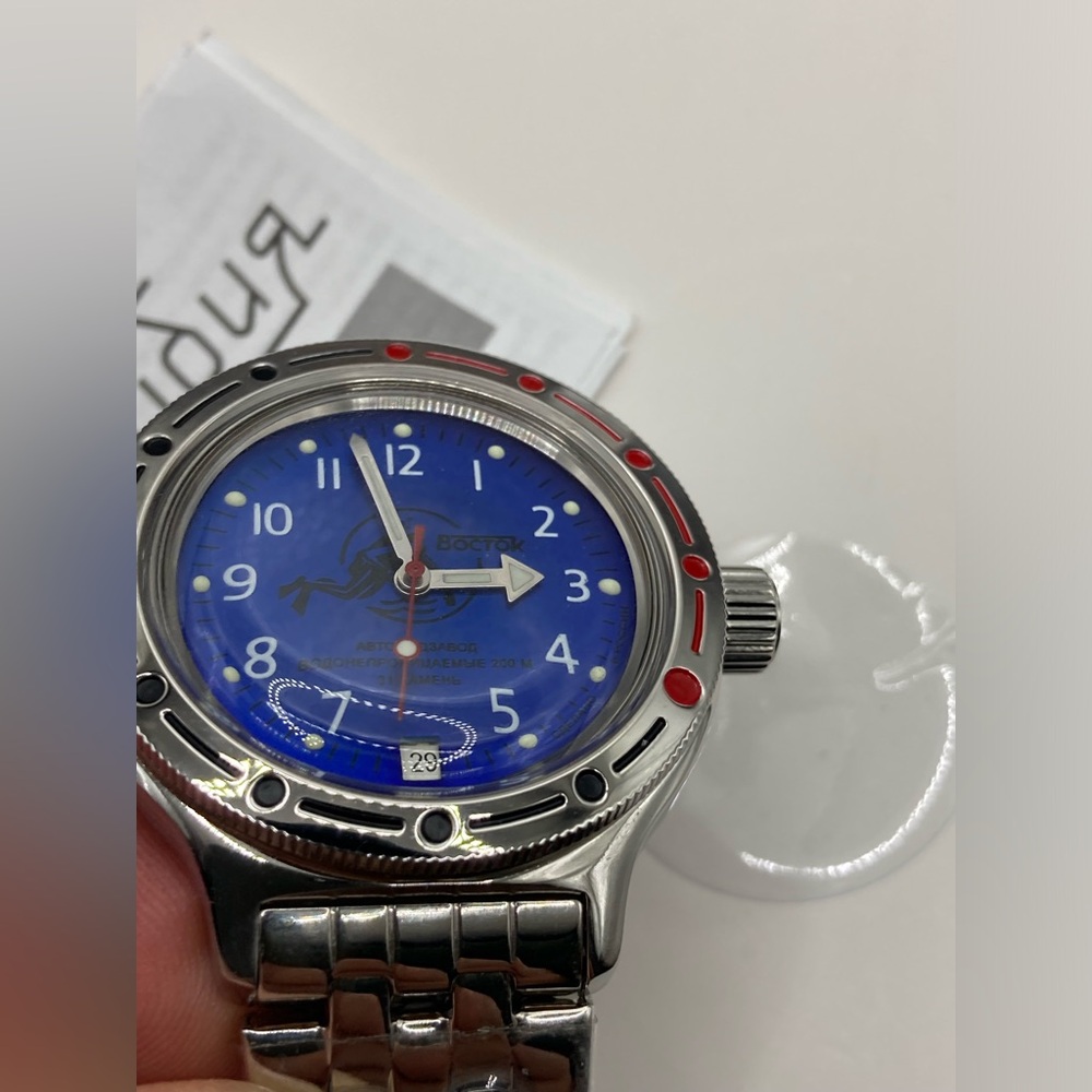 New Vostok scuba dude watch, blue, metal bracelet, booklet, no box, 420379 - Picture 12 of 14